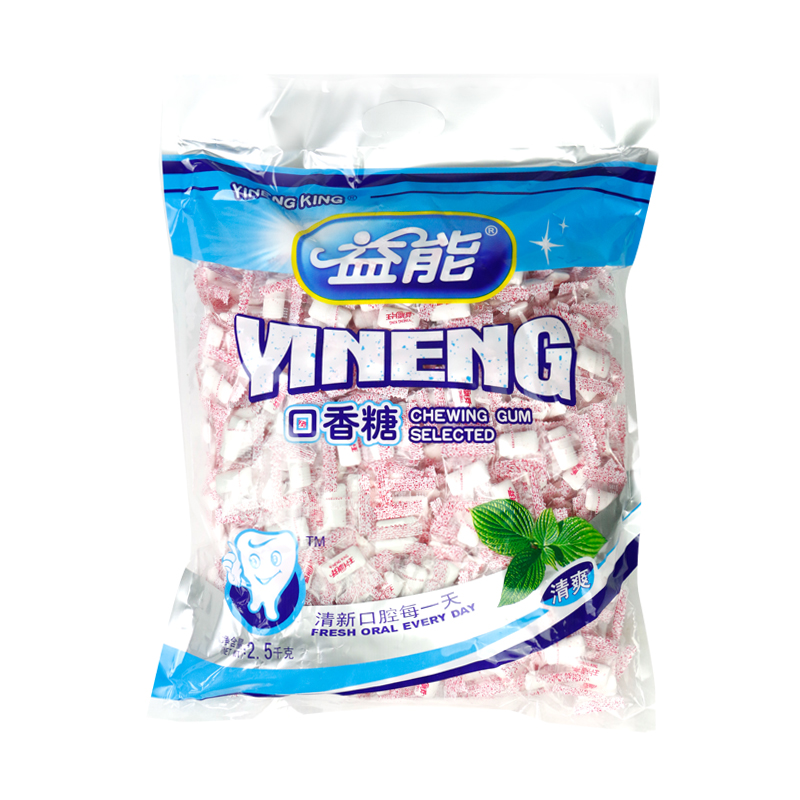 益能片王闪片口香糖清凉薄荷糖草莓味糖果零食清新口气5斤约800颗