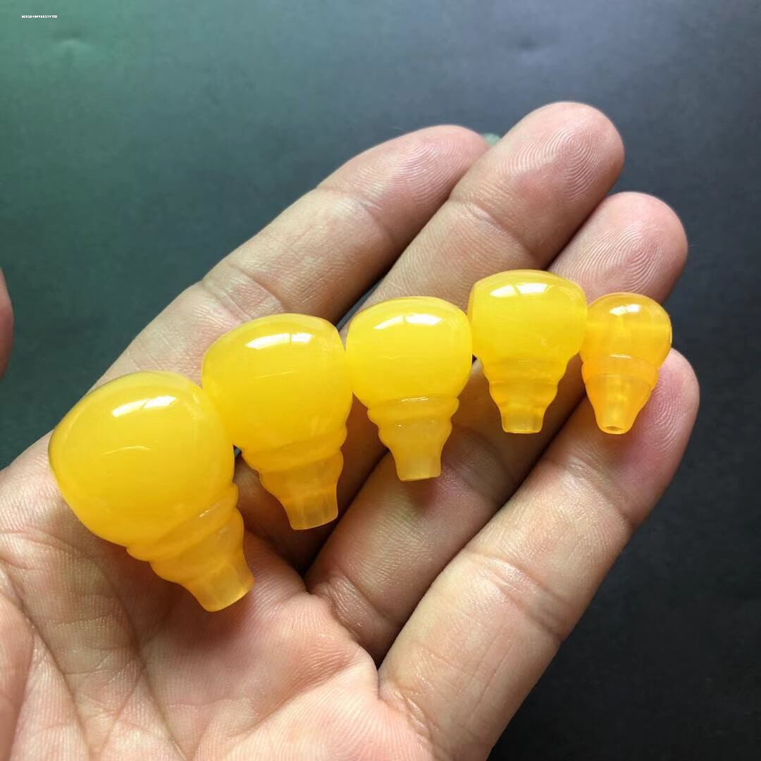 仿蜜蜡三通佛头套装鸡油黄琥珀桶珠散珠圆珠星月菩提手串配饰