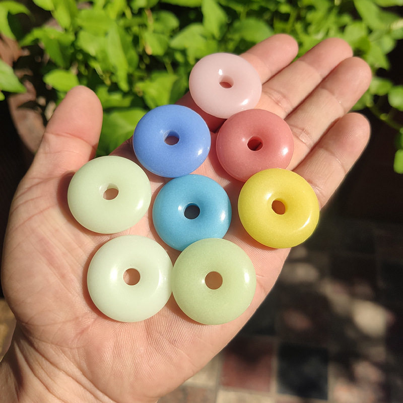 夜光石平安扣吊坠 发光的石头挂件项链玉石平安扣男款女款项坠