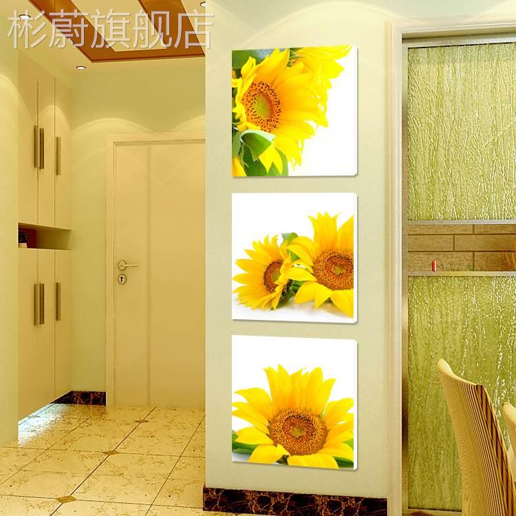 网红向日葵装饰画田厅风楼梯间组合挂格门走廊过道玄关壁画画竖园图片