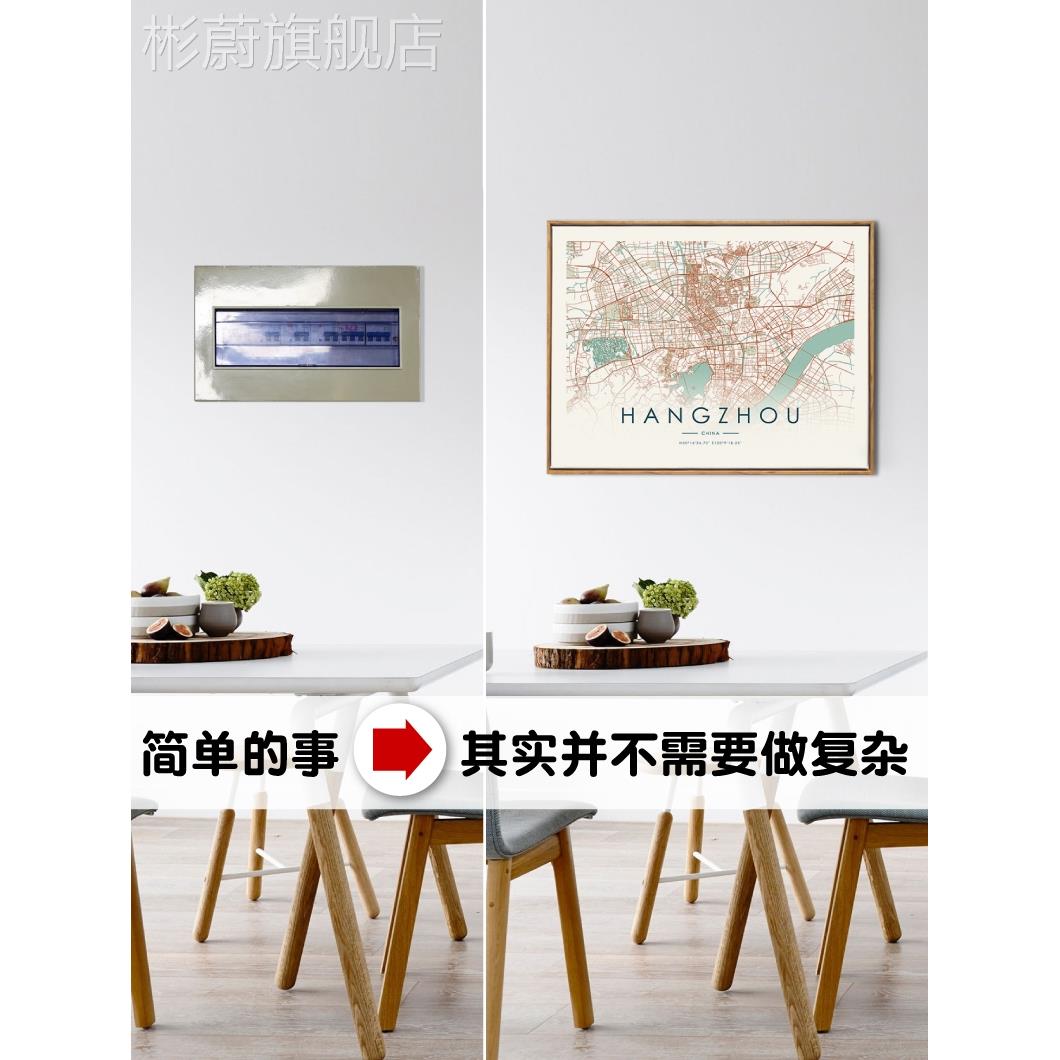 网红定制红线彩色遮城市地图电表箱装饰画箱空气开关盒挡挂画强弱图片