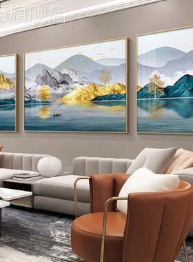 网红客厅装饰画沙背景画轻发奢晶瓷画大风气镶钻画心北欧格抽象墙