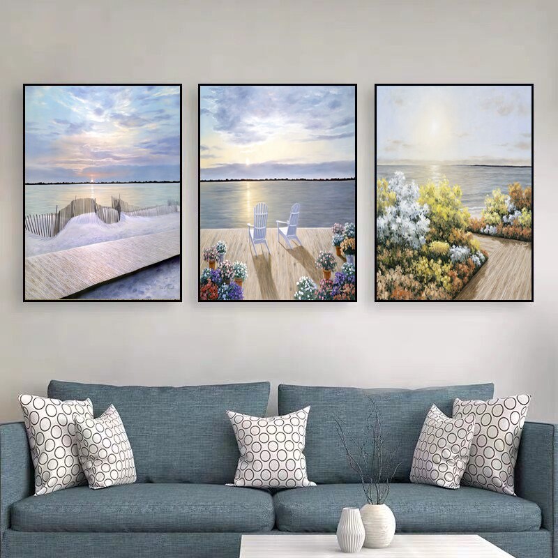 墙面客厅装饰画现代简约壁画沙发背景简欧挂画风景北欧大气三定做