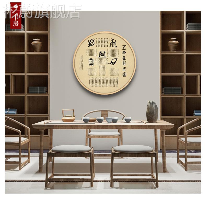 网红五岳真形图画解气脉挂内经修火候图客厅喷绘圆形装饰画新中式