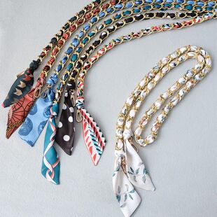 链条斜挎金属丝巾潮装饰包带长款配件包包肩带包链编织伊芙琳改造