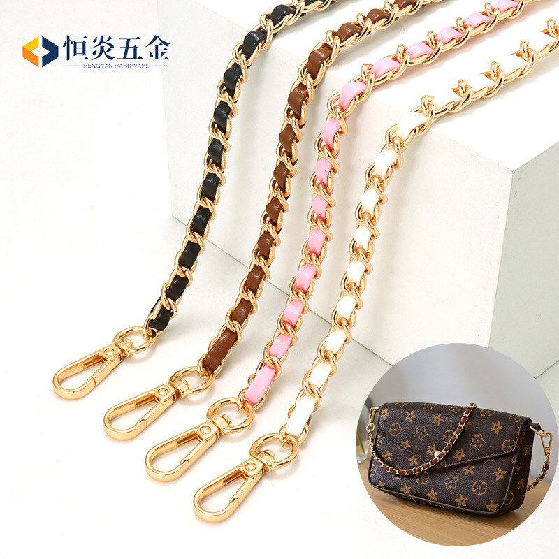 现货包包链条肩带小香风pu穿皮链图片