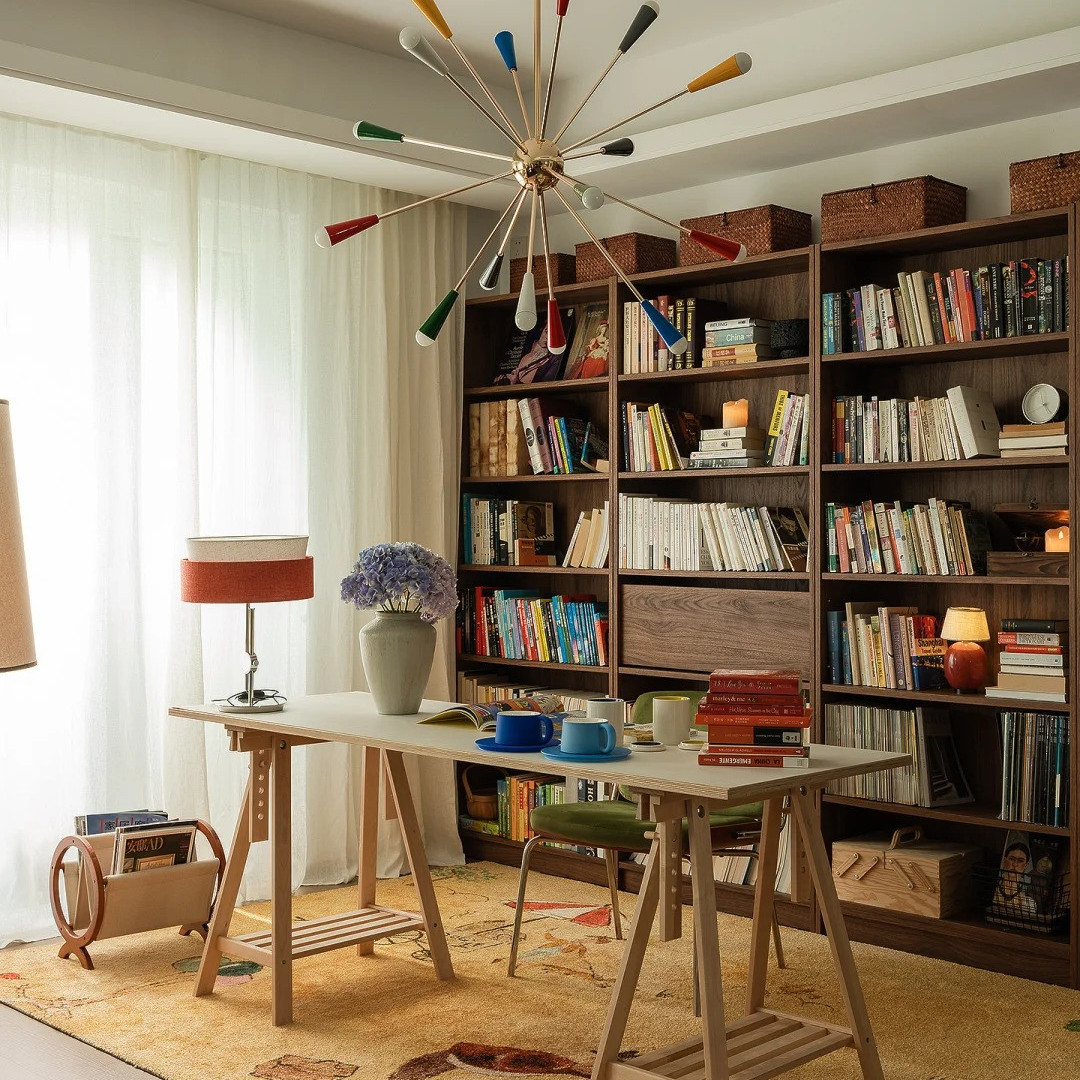 泊逸书柜储物柜一体到顶书柜实木落地柜子复古风可拆卸书架置物架