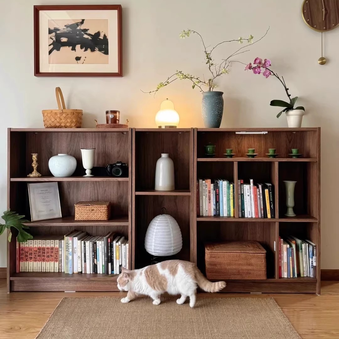 泊逸实木书架置物架组合柜矮书柜