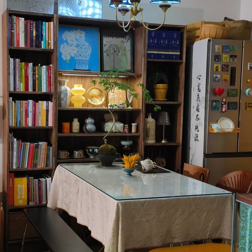 泊逸开放式书房书柜一体实木书架