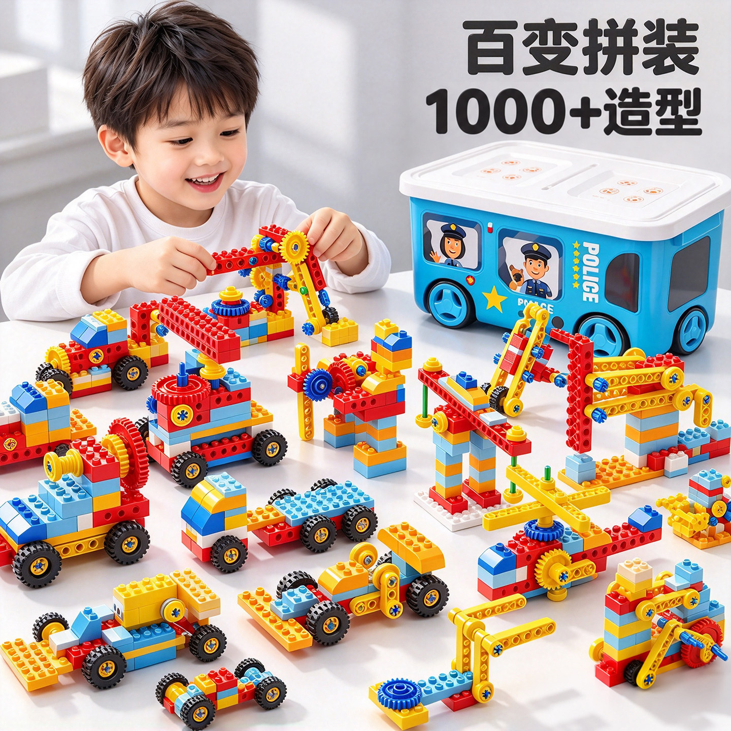 2026爆火的玩具大颗粒积木齿轮机械科教益智拼装电动玩具积木拼装