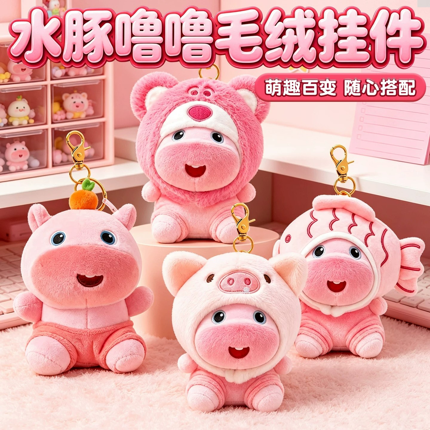 可爱水豚噜噜玩偶书包包挂件公仔图片