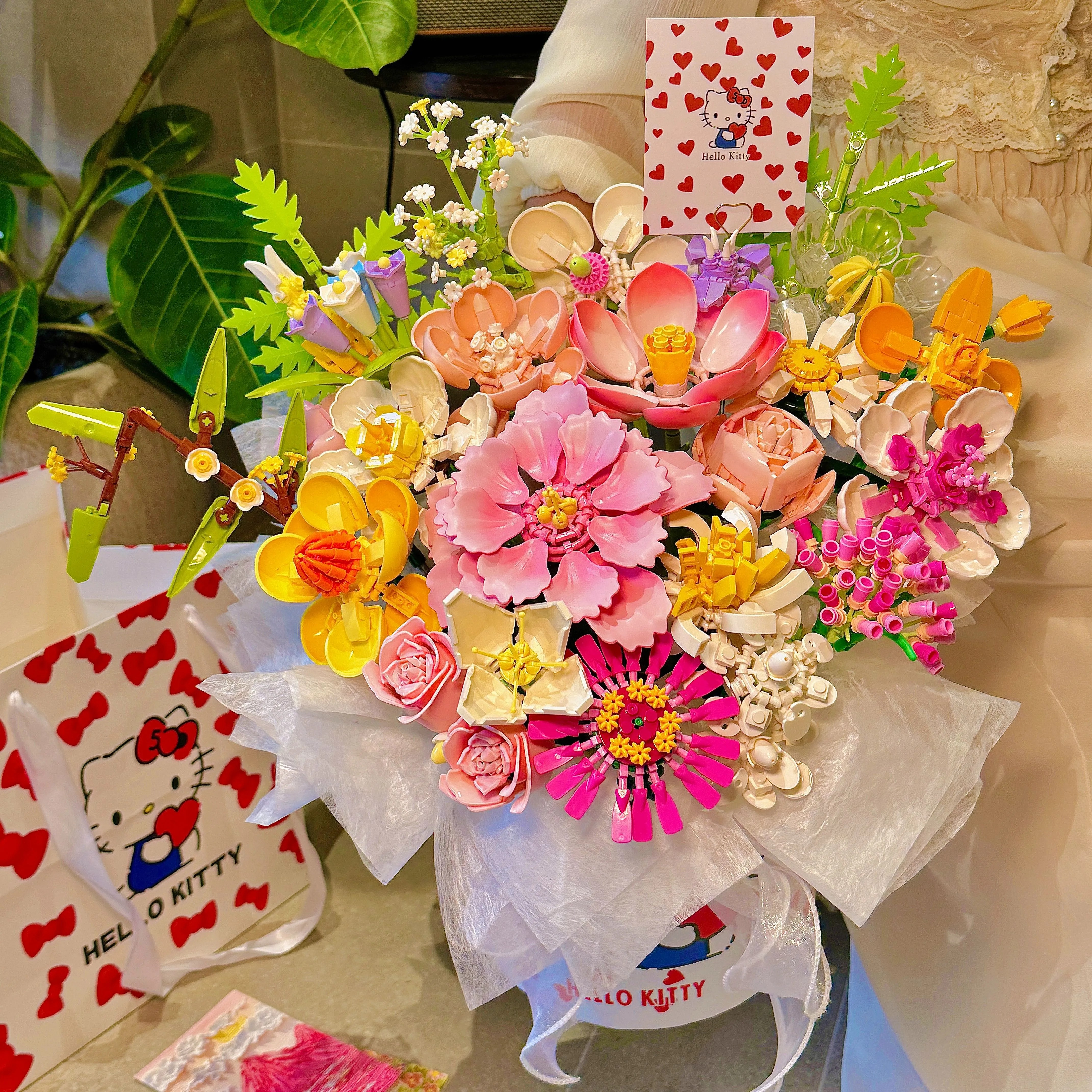 手工diy积木花束抱抱桶全套材料