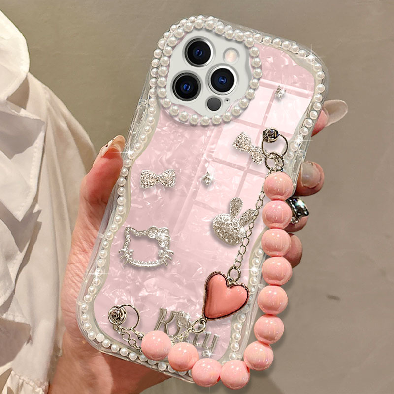 镶钻奶油贝壳适用苹果iPhone16ProMax手机壳简约15Pro水钻15Pro女款XS防摔6外壳XS全包12新款13高级感7保护套