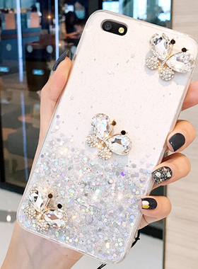 闪粉水钻蝴碟适用于OPPOA77手机壳A77T手机套新款女网红A73T透明a79k全包a57t软壳a8硅胶a91壳opa防摔oppa潮