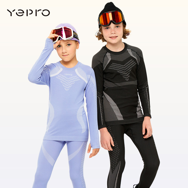 YEPRO儿童滑雪内衣男女童冬季户外运动速干衣中空保暖紧身秋衣裤