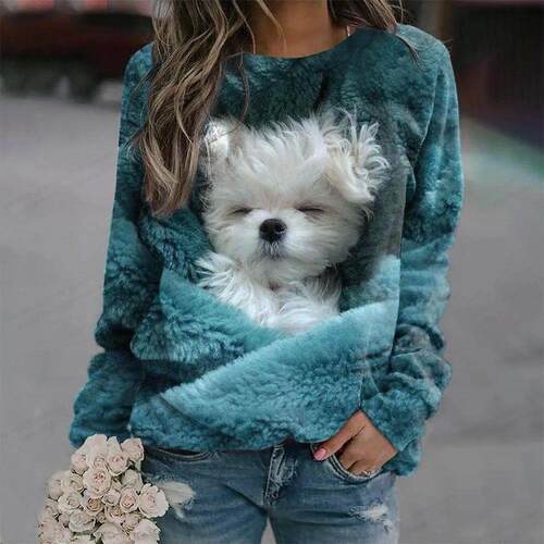 Lovely Dog Hoodie Women Fashion Hoodies Sweatshirts Cat Prin