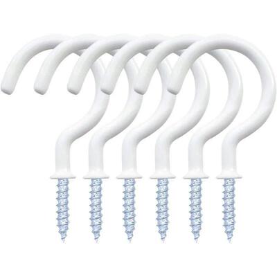 Multi-Function Screw-in Cup Hooks, 12 Pack Vinyl Coated 1-1/