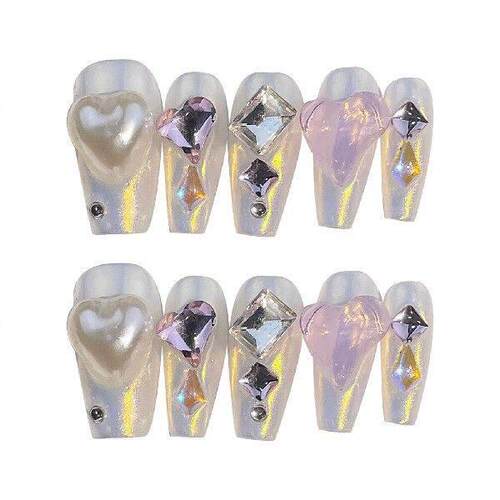 Aurora -length Press on Nails Full Cover Square Artificial