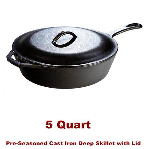 Cast Iron Deep Skillet Home Cooking Cookware Dutch Oven