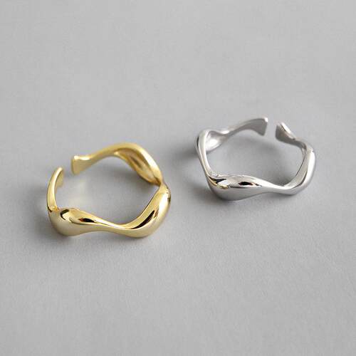 Sterling Silver Open Ring for Women Minimalist 波浪纹女戒指