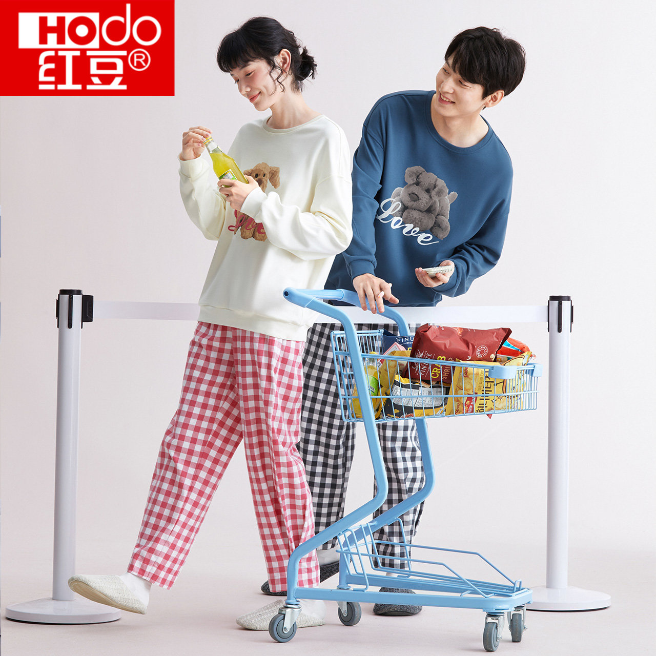 纯棉长袖情侣睡衣红豆舒适内衣