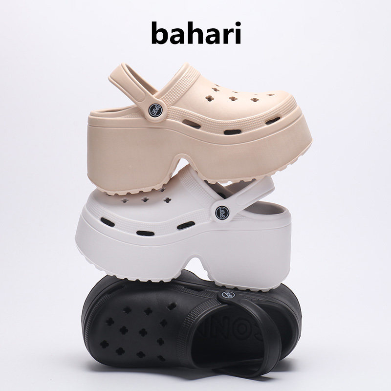 BAHARI增高洞洞鞋女款夏季外穿时尚厚底8CM高跟松糕防滑沙滩凉拖