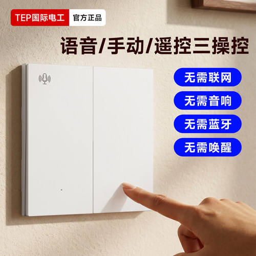 国际电工无线控制离线智能语音开关遥控子母控制面板免布线控制器