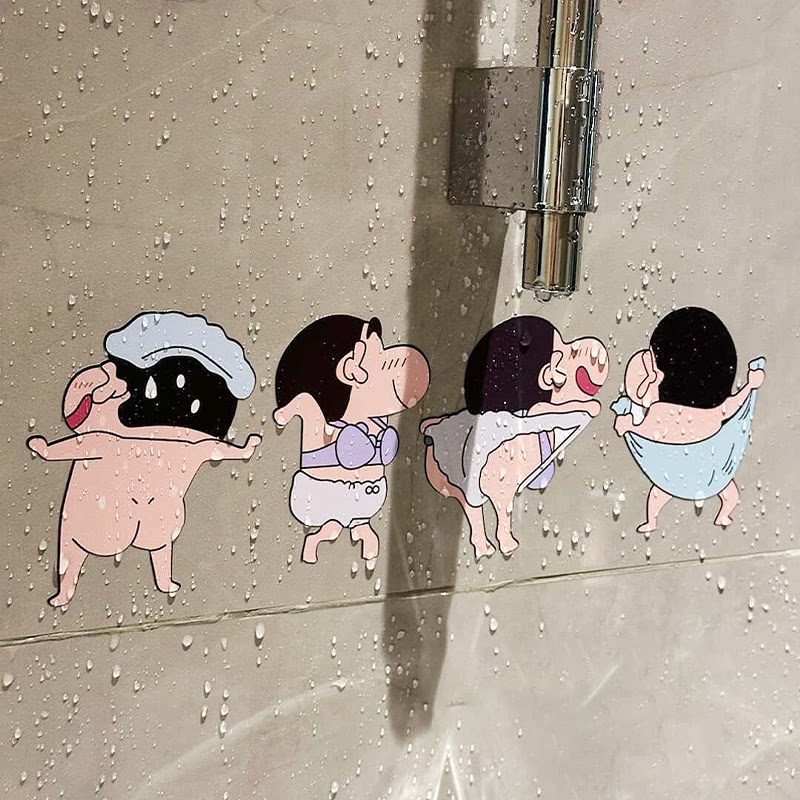 蜡笔小新卡通瓷砖贴纸大号强力墙贴画厕所卫生间浴室马桶防水居家