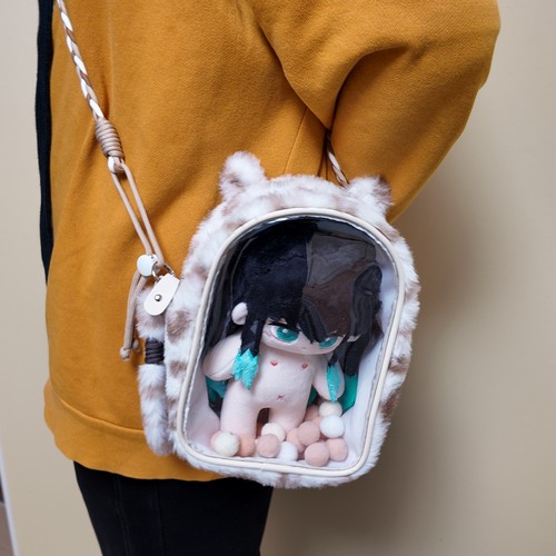 原创新品20cm斜挎娃包外出遛娃包pvc透明遛娃神器棉花娃娃展示包