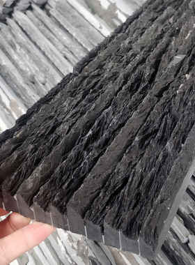 天然青石板流水石花园庭院中式别墅文化石水幕墙流水板黑色背景墙