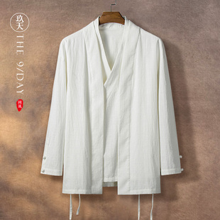 假两件 居士古装 中国风亚麻汉服男复古风棉麻禅服青年茶服中式 唐装