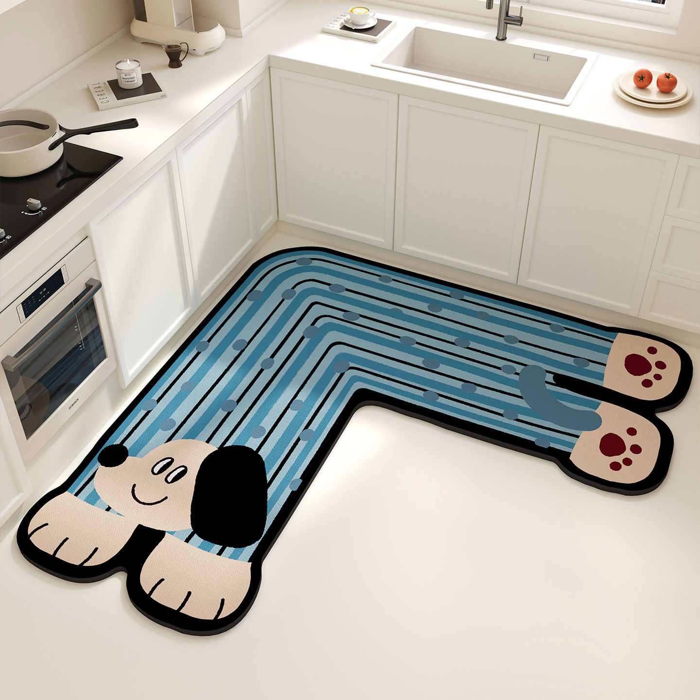 L型厨房硅藻泥吸水地垫防滑脚垫