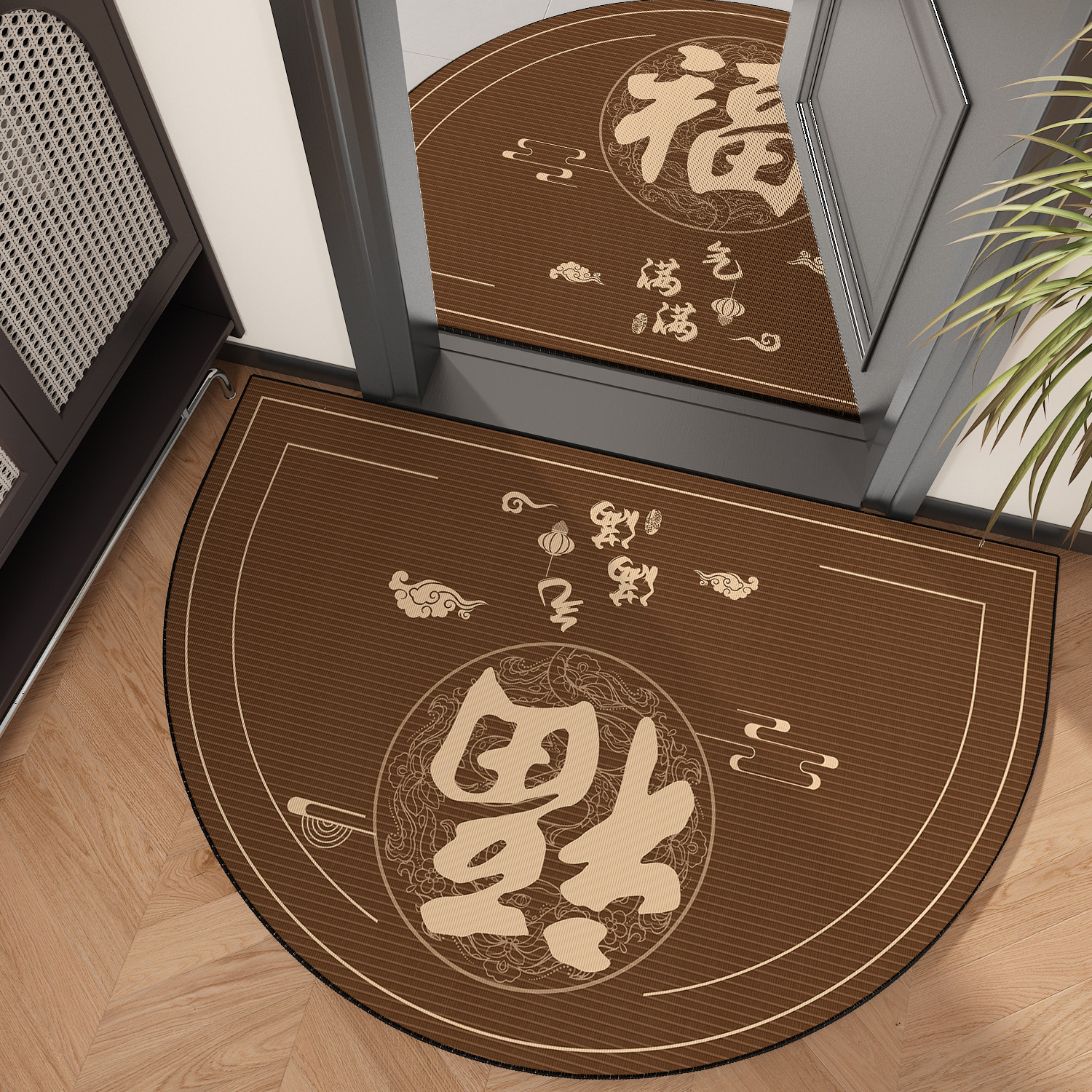 半圆入户门地垫新年红色乔迁脚垫