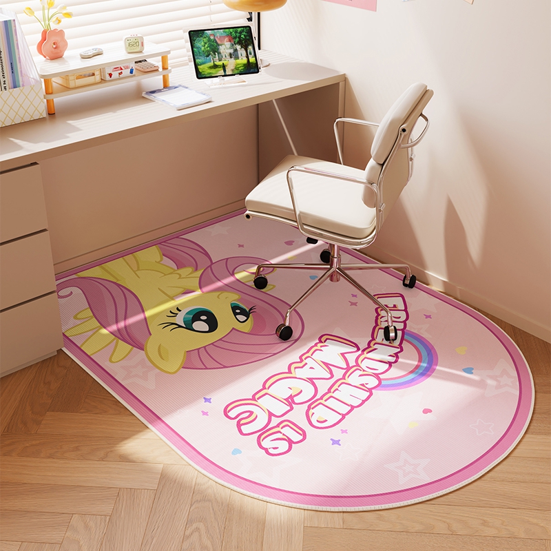 可爱小马电脑椅子地垫粉色多巴胺转椅地毯书房学习椅电竞椅隔音垫