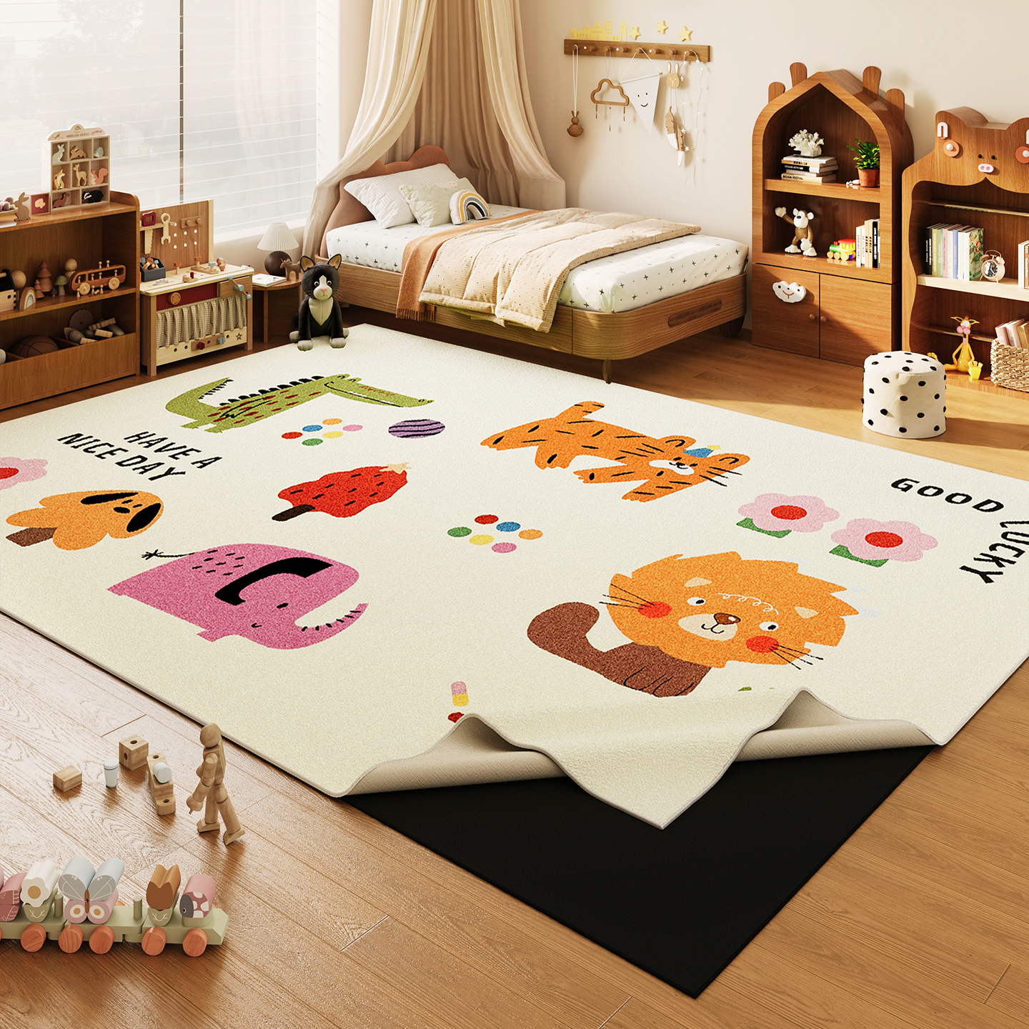 可爱儿童地毯可拆洗地垫宝宝爬行垫卧室床边毯防滑防摔脚垫毛绒垫