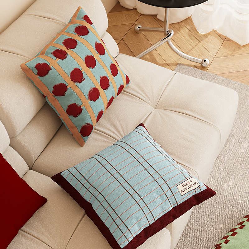 包豪斯格子沙发抱枕荷兰绒靠枕