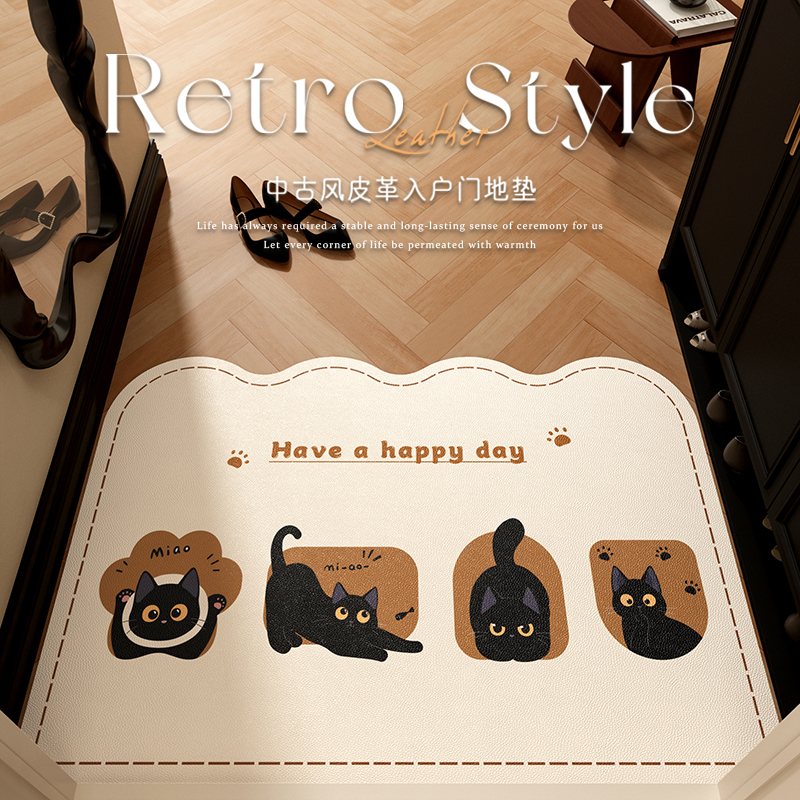 中古风入户门地垫可擦免洗门垫