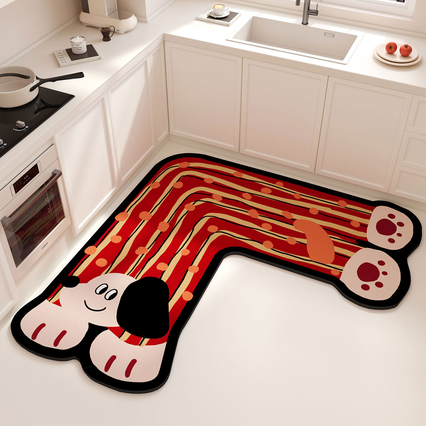 L型厨房硅藻泥吸水地垫防滑脚垫