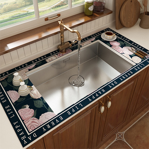 花朵厨房台面吸水垫洗手台硅藻泥沥水垫防滑可裁剪水槽水龙头垫子