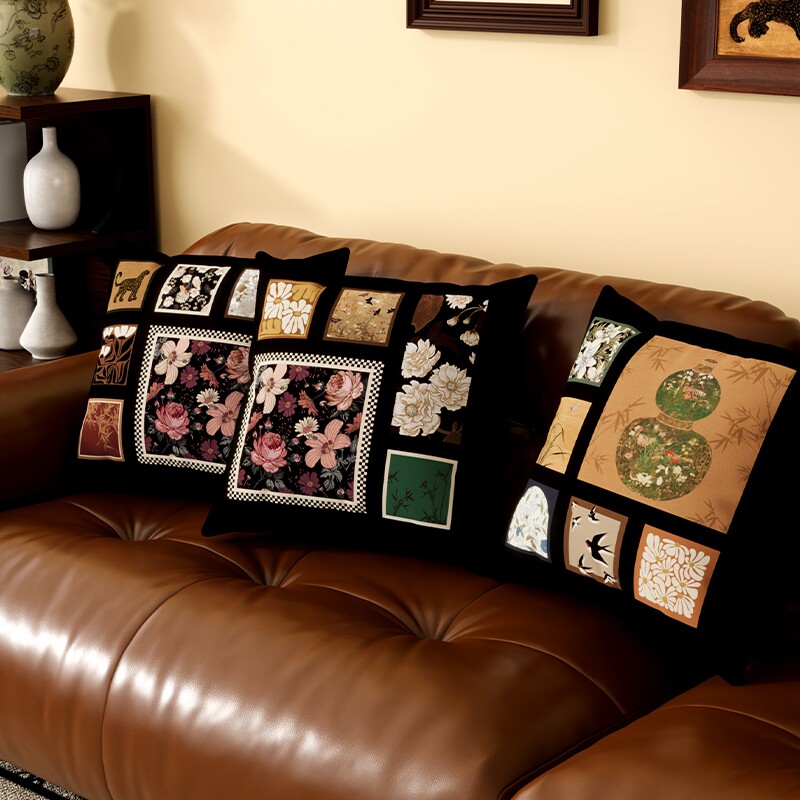 中古风抱枕复古靠枕沙发靠背垫