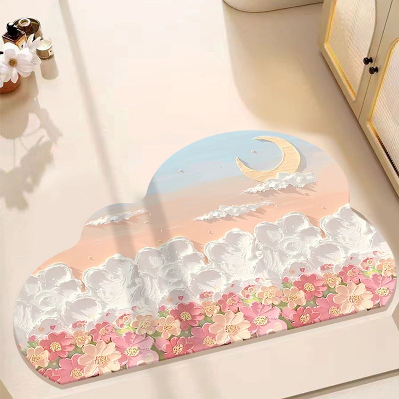 吸水速干高弹防摔奶油风浴室地垫