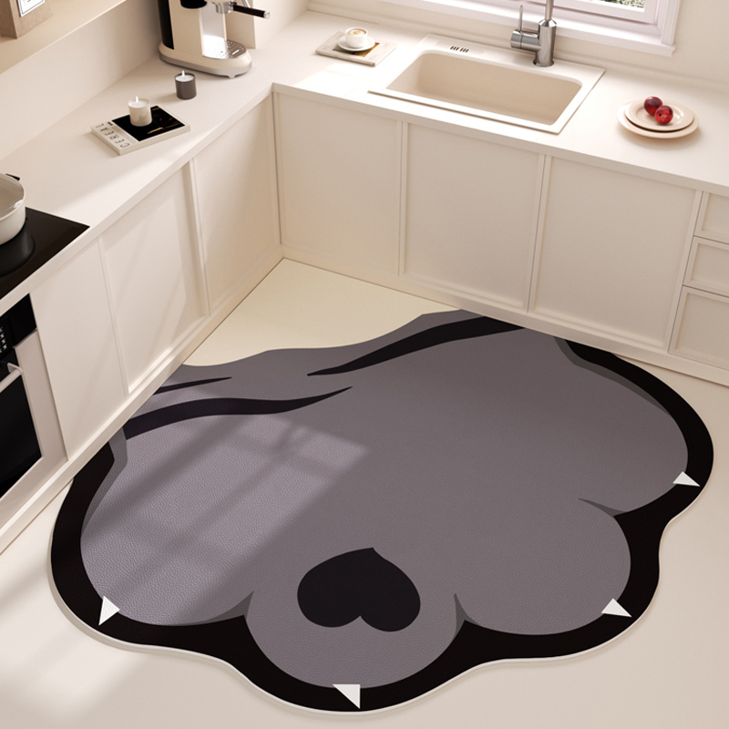 防滑防油一擦即净心形厨房地垫