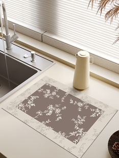 复古咖色硅藻泥厨房台面沥水垫洗碗池吧台吸水垫杯子碗盘干燥垫