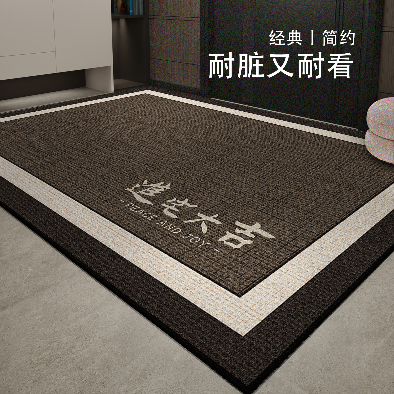 进宅大吉棕色入户门专用地垫门外高级进门口脚垫耐脏免洗玄关地毯