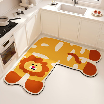 L型厨房硅藻泥吸水地垫防滑脚垫