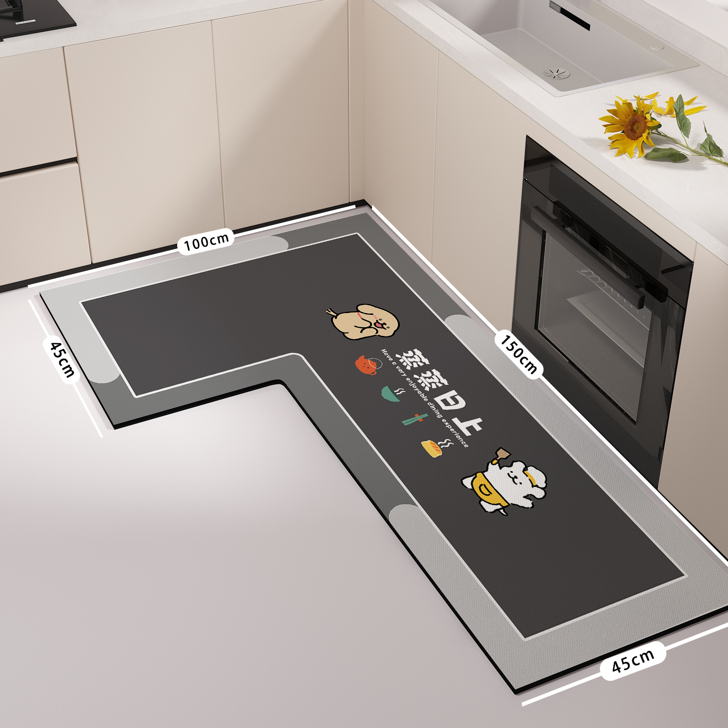 L形厨房地垫硅藻泥防滑吸水吸油