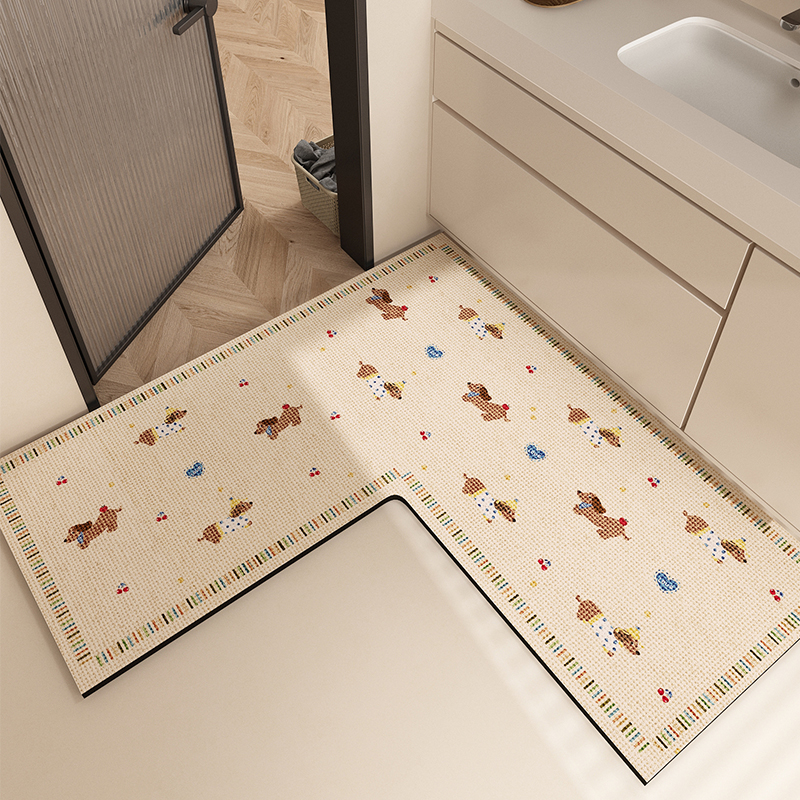 腊肠狗浴室L型转角吸水防滑地垫
