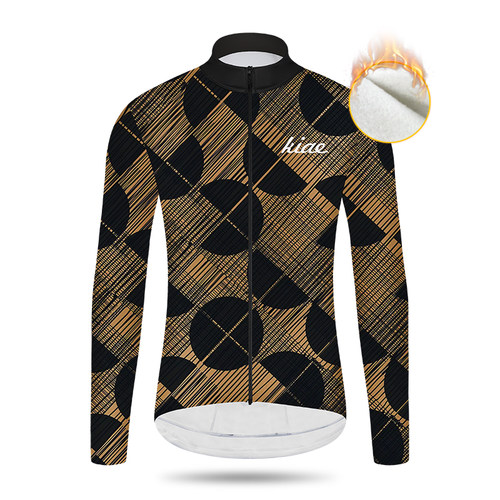 kiae秋冬防风抓绒骑行服半圆几何上衣公路自行车山地保暖男女