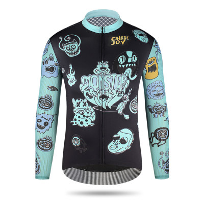夏季怪兽涂鸦长袖骑行服男女上衣