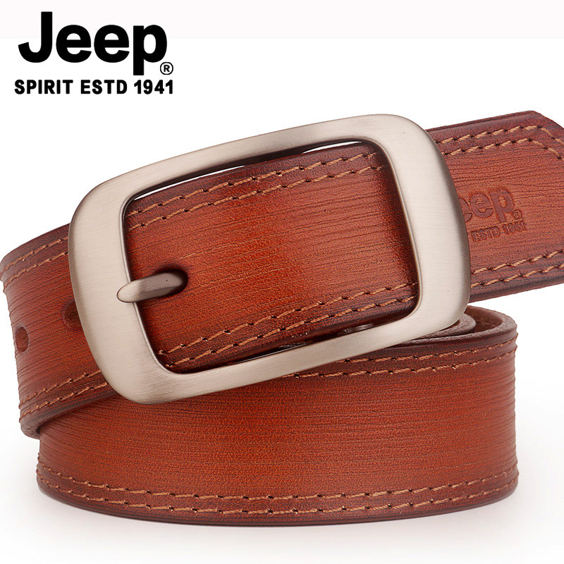 手工JEEP皮带真皮男士头层纯牛皮吉普针扣休闲牛仔青年单层皮腰带